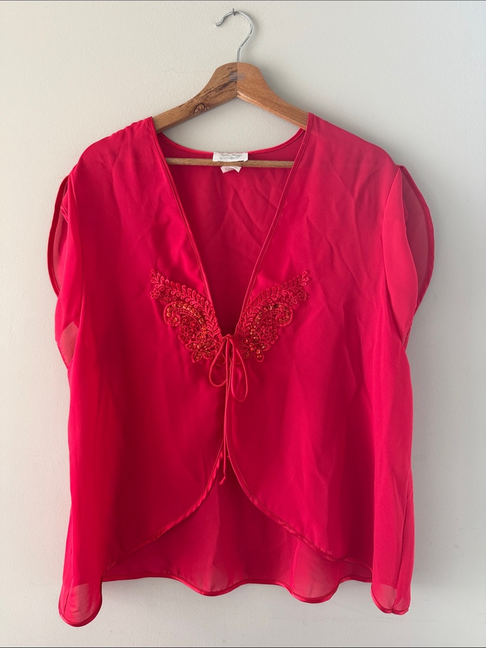 ✨MY KINK IS KARMA✨ Elegant Red Embroidered Women's Top Size L
